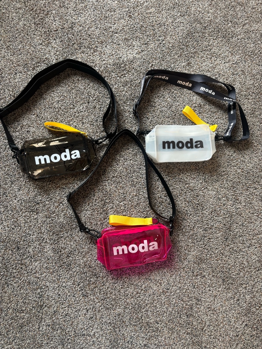 MODA Jelly Bag Bundle 3 Mini Crossbody Bags Black Pink Clear